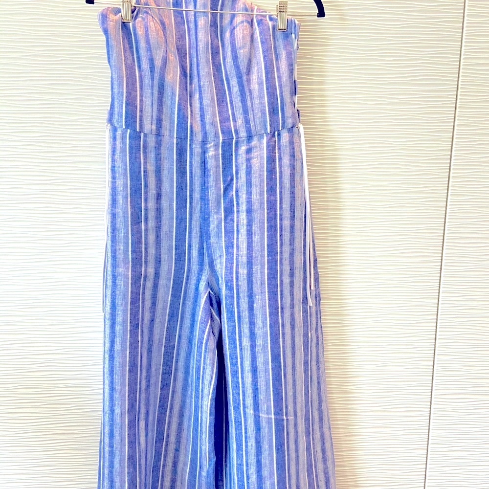 Linen strapless cropped jumpsuit